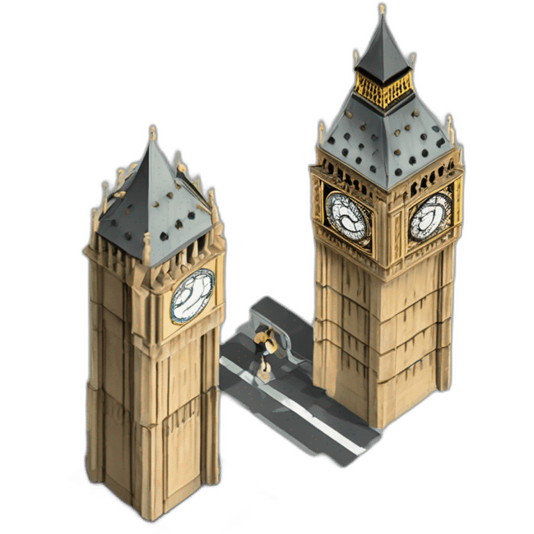 Bigben à Londres l’horloge 1 seul tour au centre  emoji