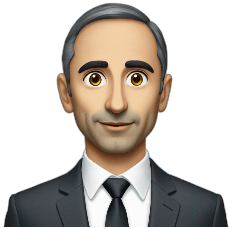 Eric Zemmour wearing suit angy emoji