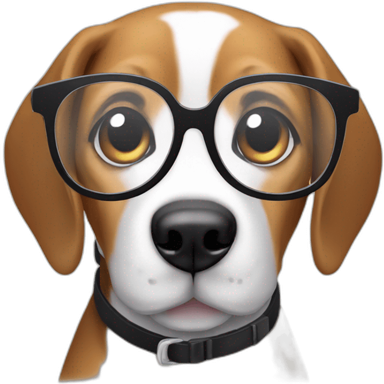 cute beagle with glasses working emoji