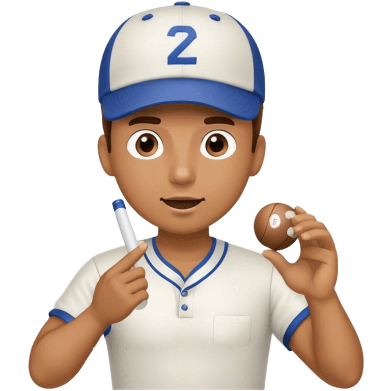 soccer coach with baseball cap, whistle, tactic board and ball in his hand emoji