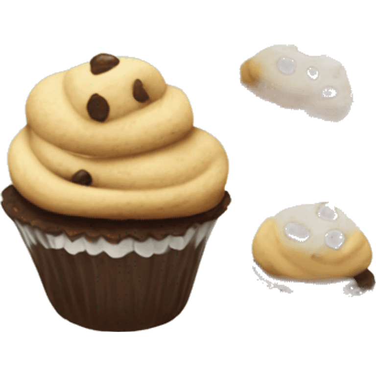 Cupcake with chocolate chip icing emoji