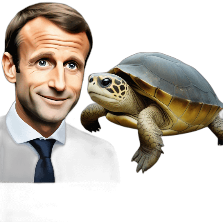 Emmanuel Macron avec une tortue et une loutre emoji