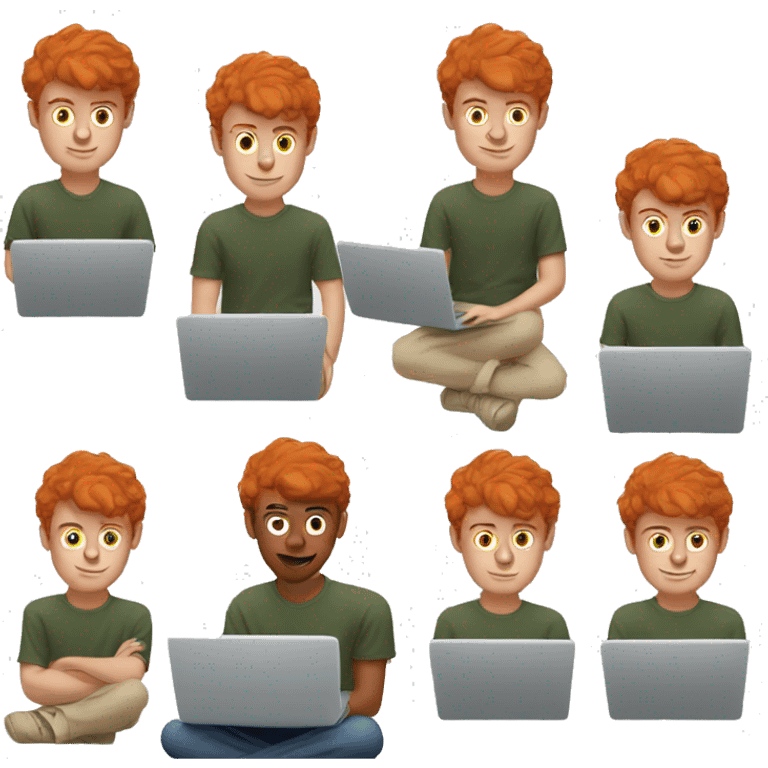 redhead young man with laptop emoji