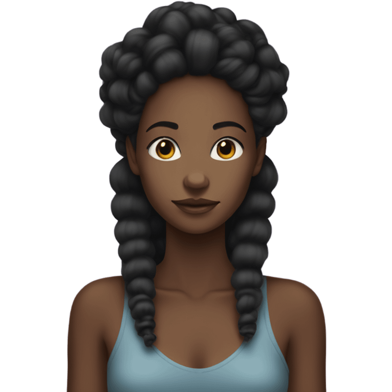 A black girl with medium length coils in her hair and tall and skinny emoji