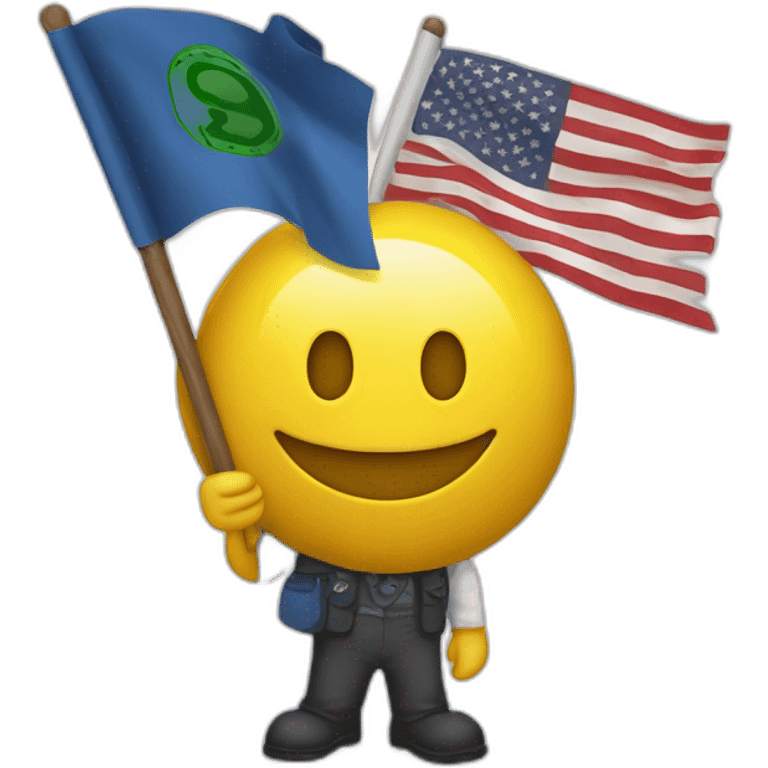 Smiley with flag in hand. The flag says ASEF. Smiley has dollar eyes. emoji