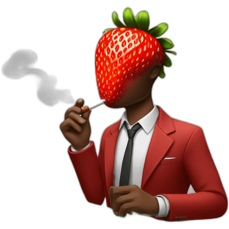 man with a strawberry head smoking a cigar in front of a laptop emoji