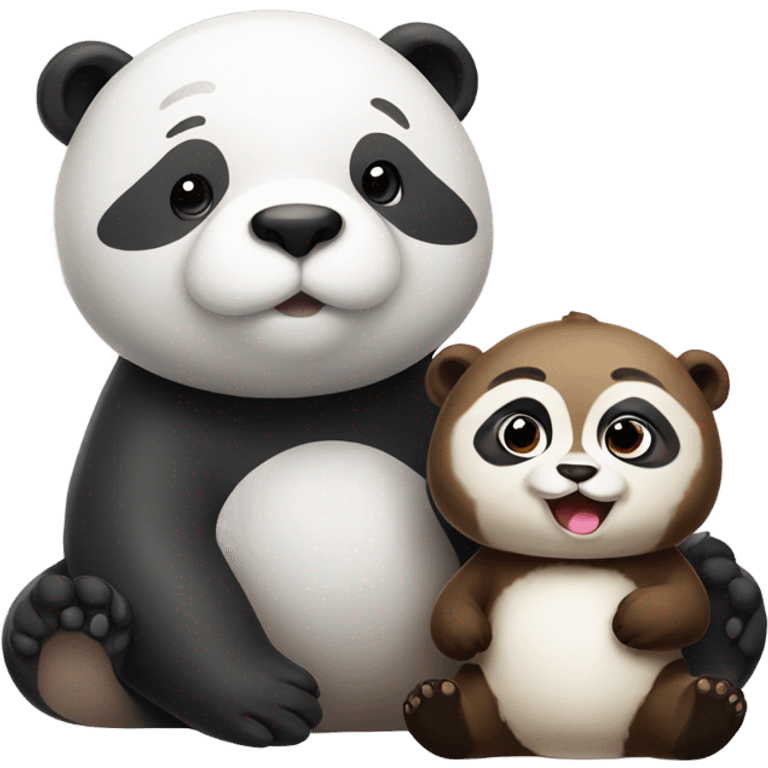 Otter sitting next to a panda emoji