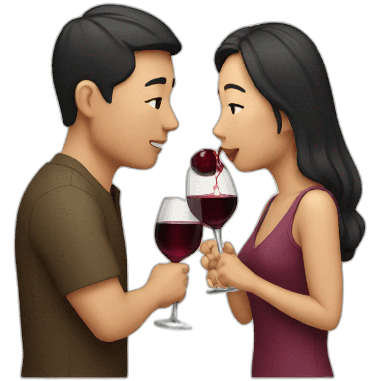 asian couple drinking wine emoji