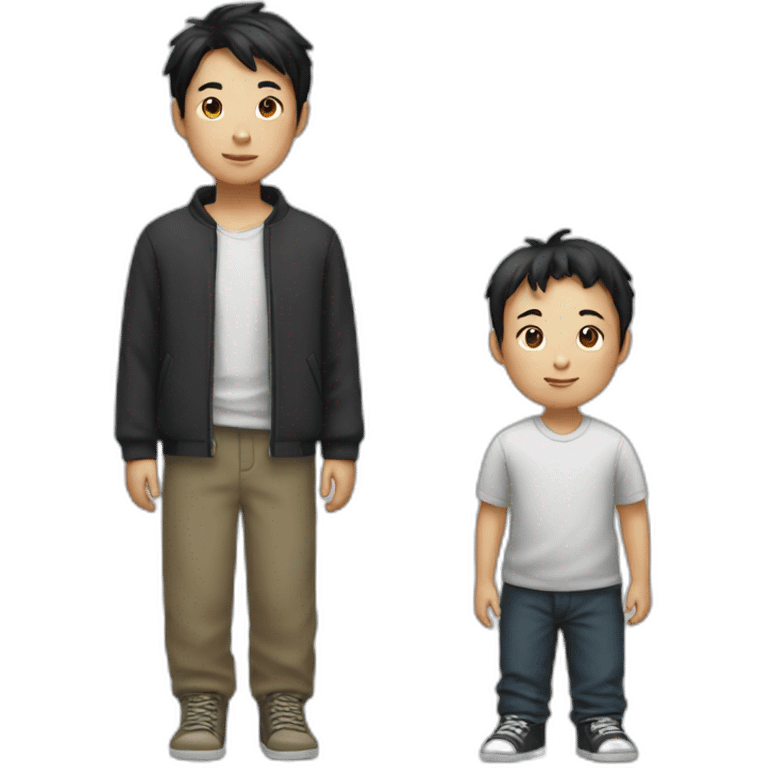 A short Chinese boy and a black tall boy emoji