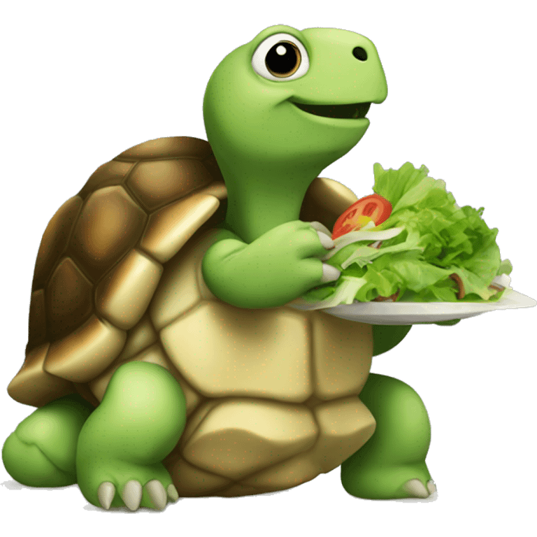 Tortoise eats salad emoji