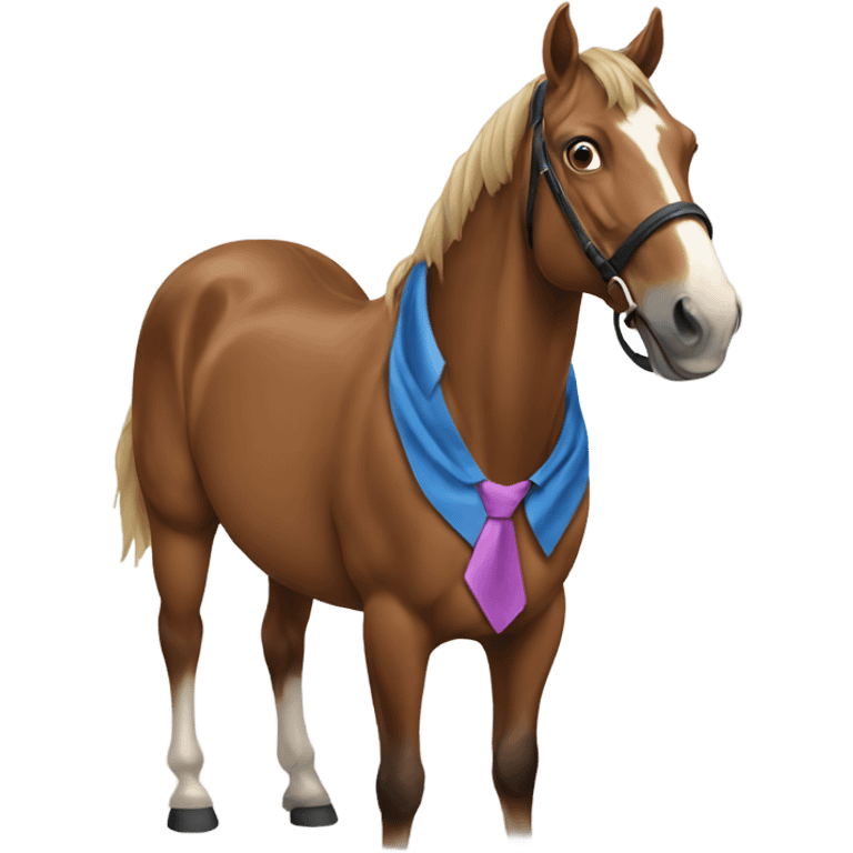 A horse wearing a tie emoji