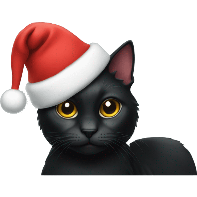 Black cat with Christmas hat emoji