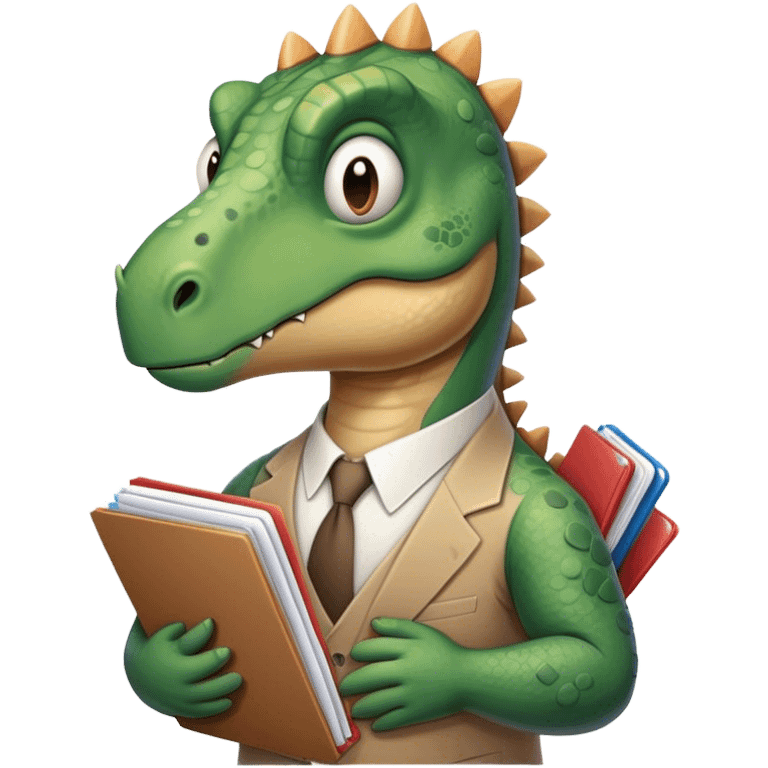 sad office dinosaur holding a lot of folders and papers emoji