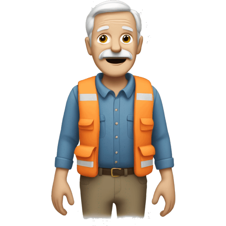 old man with walker and has a life vest on  emoji