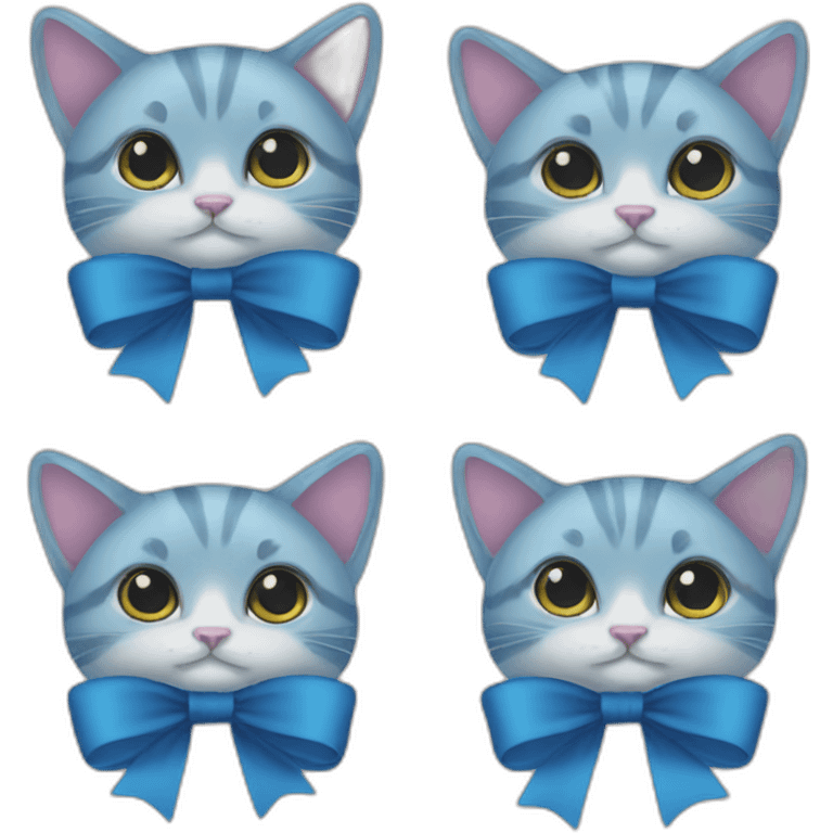 CAT blue bow emoji