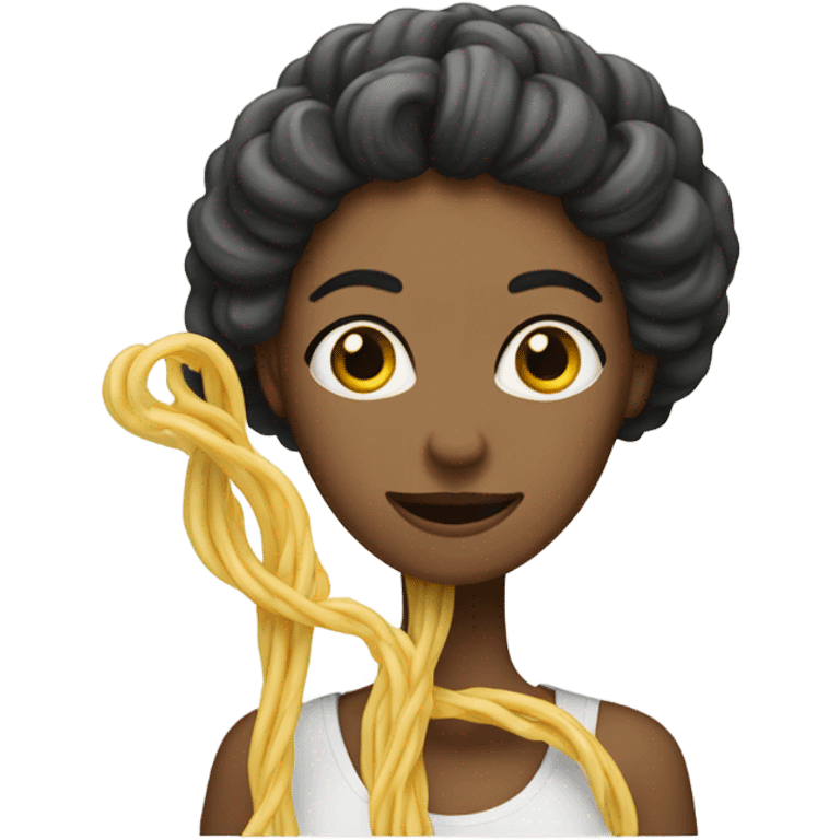 A woman with noodle legs emoji