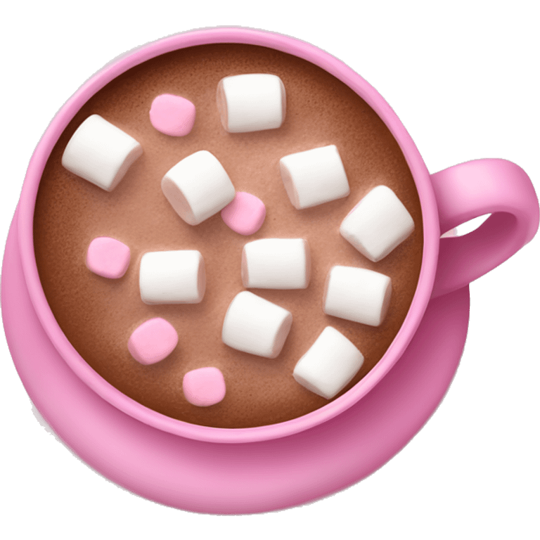 A cup of hot cocoa with marshmallows in a cute pink cup emoji