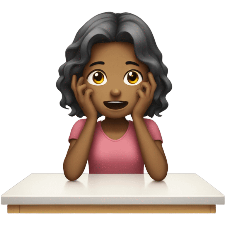 Girl Crying with fist one table  emoji