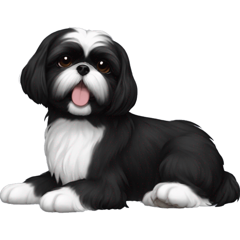 Happy All black Black shih tzu laying emoji