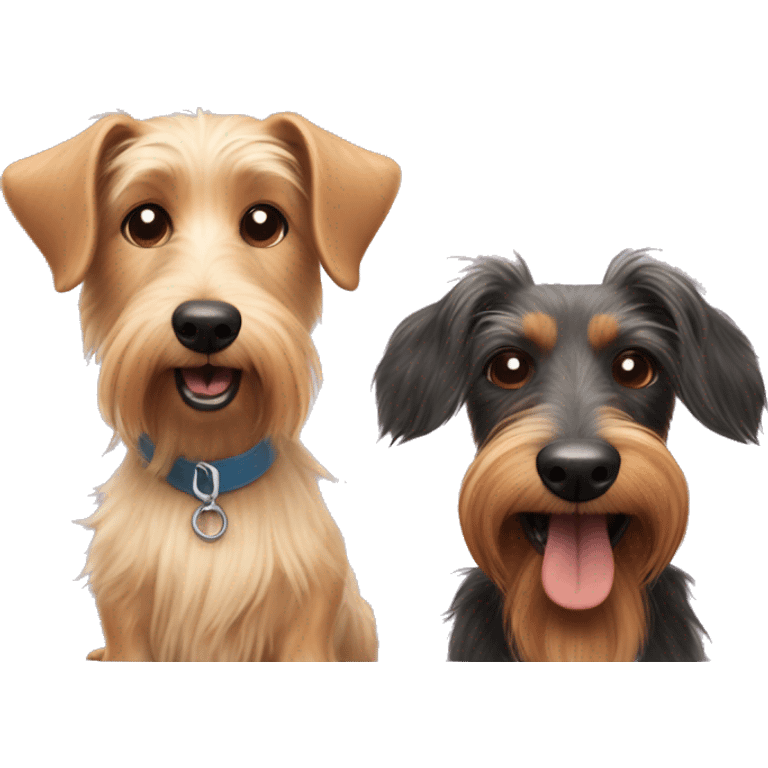 Hairy Terrier dog and dachshund dog friends  emoji