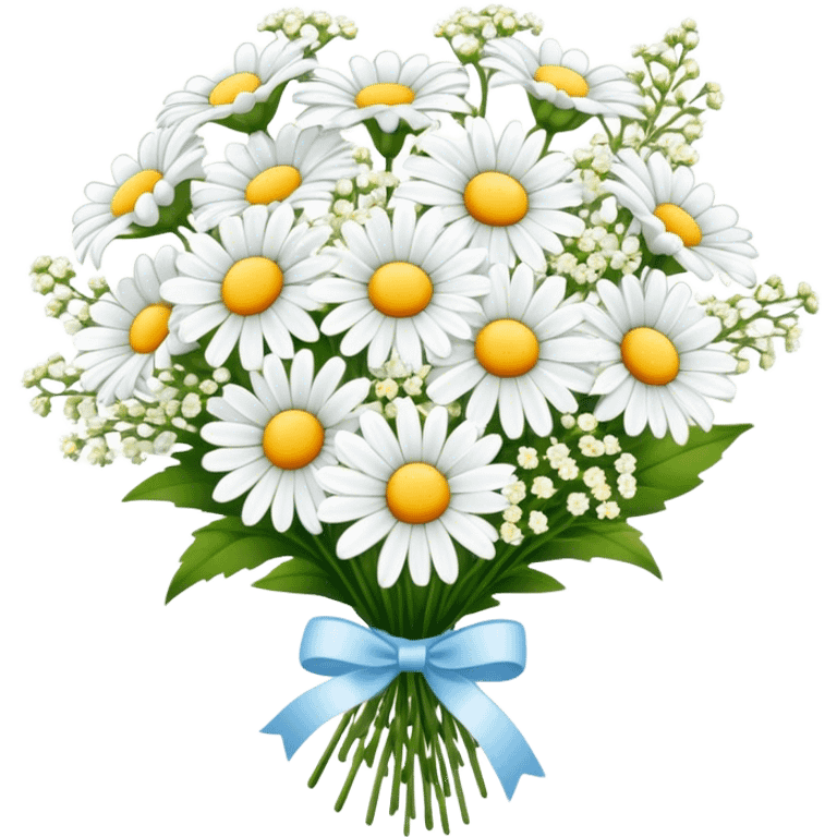 daisy and babies breath bouquet  emoji