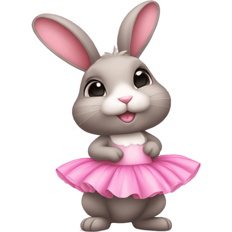 Beautiful bunny in pink tutu with butterfly on the nose magical  emoji