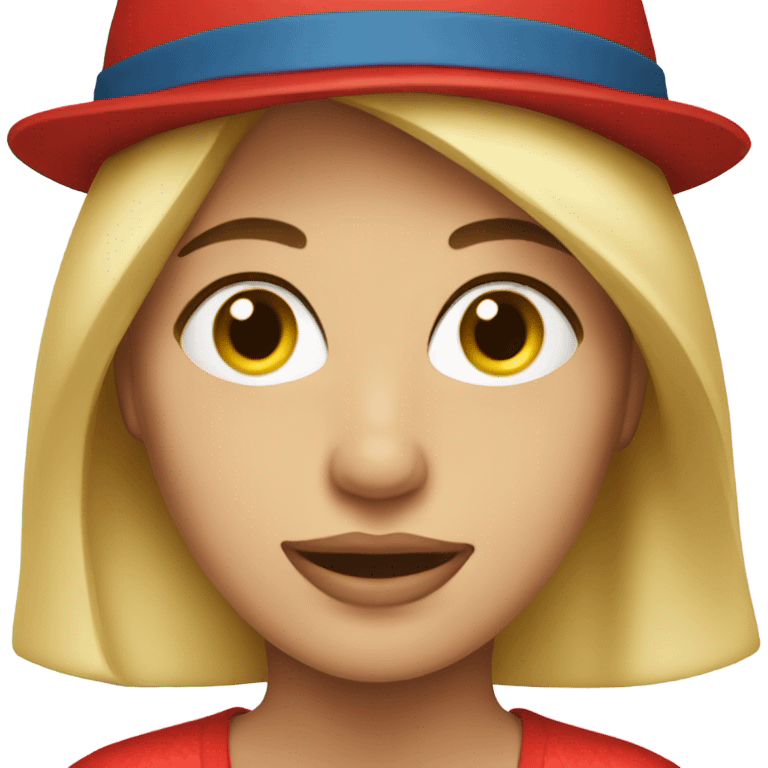 Blonde lady red hat emoji