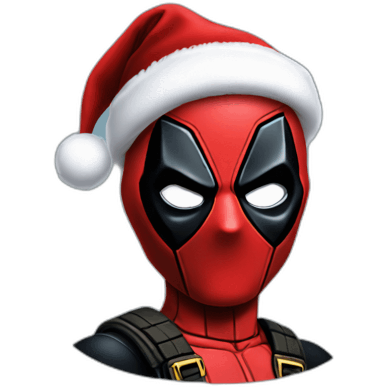 Deadpool wearing Santa's hat emoji