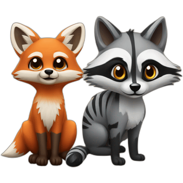 opssum and raccoon and fox emoji