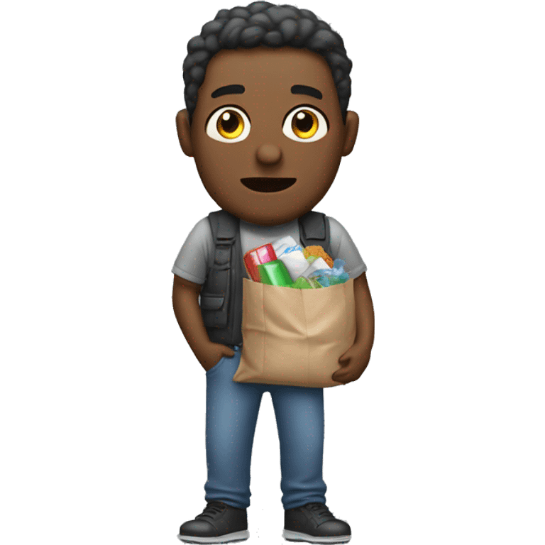 Man with baggie full of stuff emoji