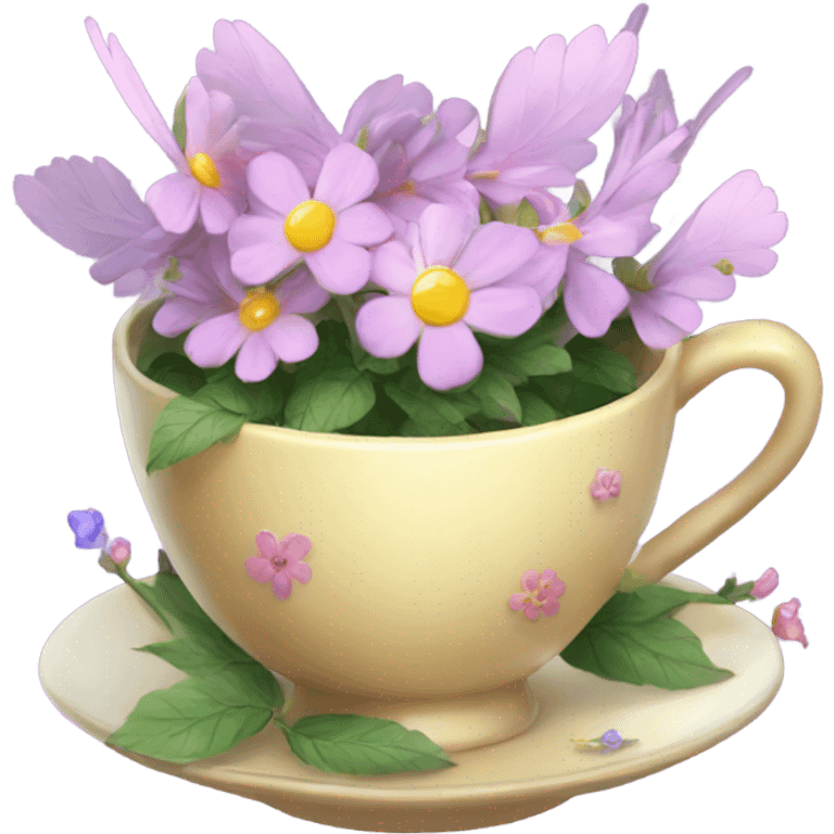 Fairy magic tea cup flowers emoji