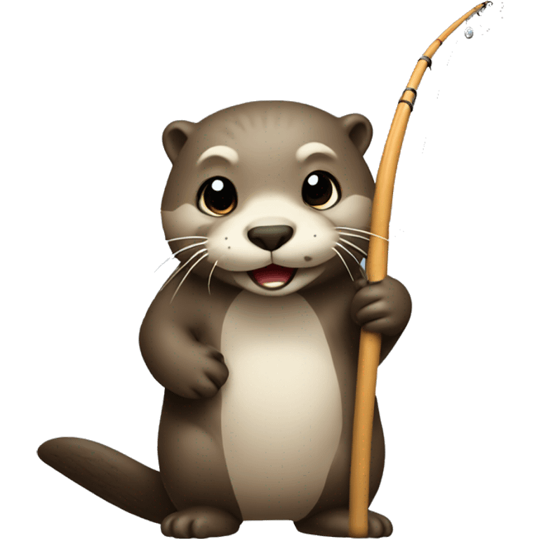 An otter with a fishing pole emoji