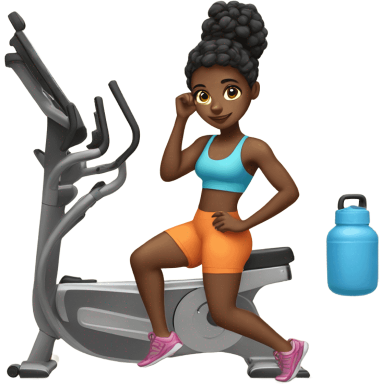 black girl going to the gym  emoji