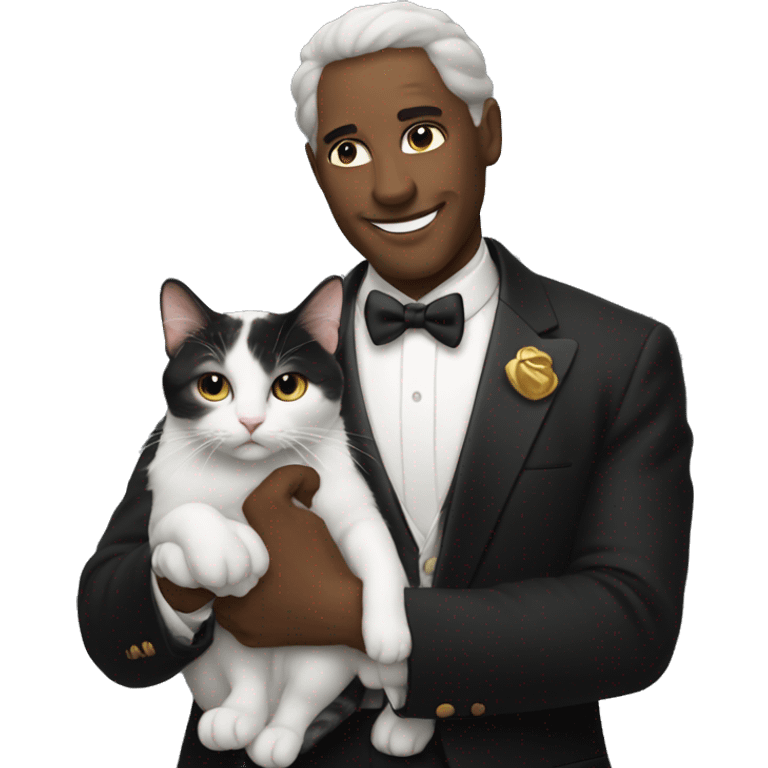 God holding a tuxedo cat emoji