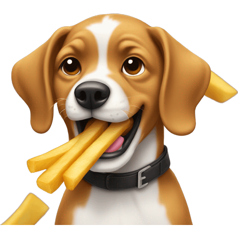 Dog eating French fries emoji