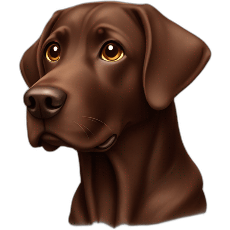 Chocolate lab with very long ears happy long face emoji