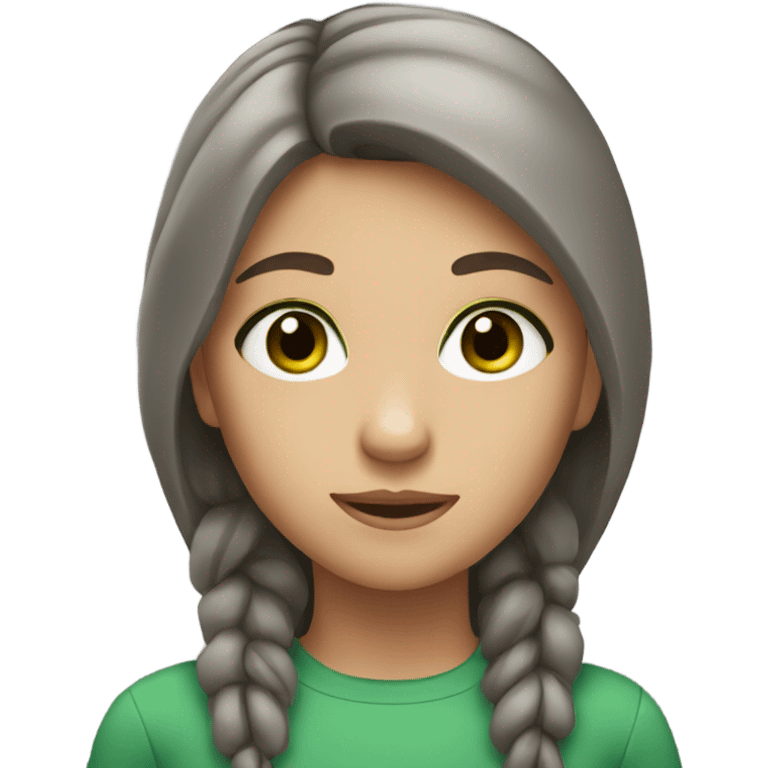 girl with brown and gray hair and green eyes emoji