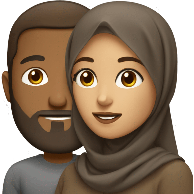 Brown Man with beard and brown hijabi girl emoji