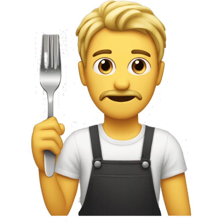 Guy holding fork and knife hungry emoji