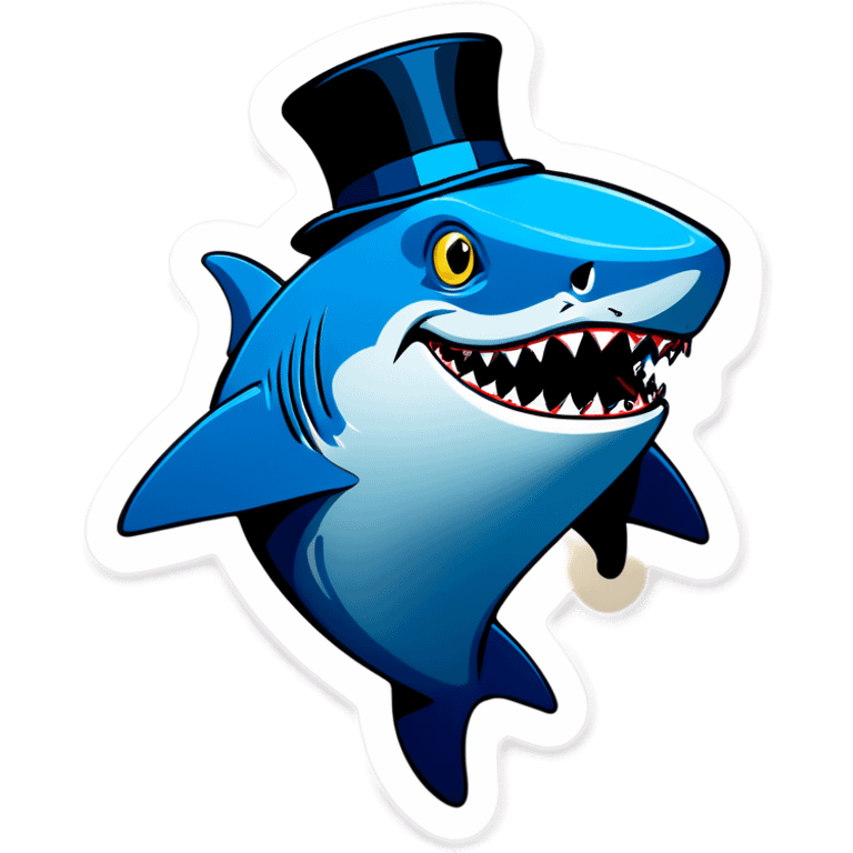 Shark with a top hat emoji