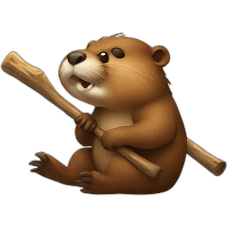 beaver with a stick in his mouth emoji