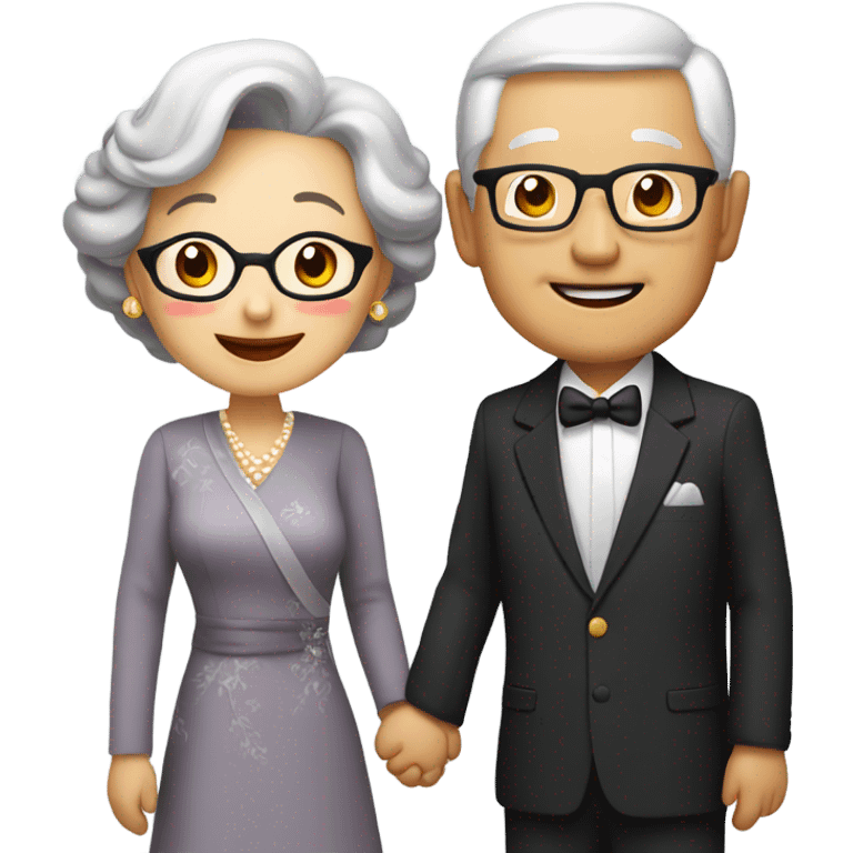 Happy Anniversary elderly Asian couple emoji