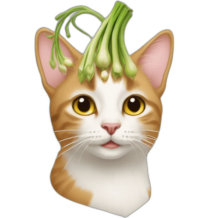 syberian cat with garlic on head emoji