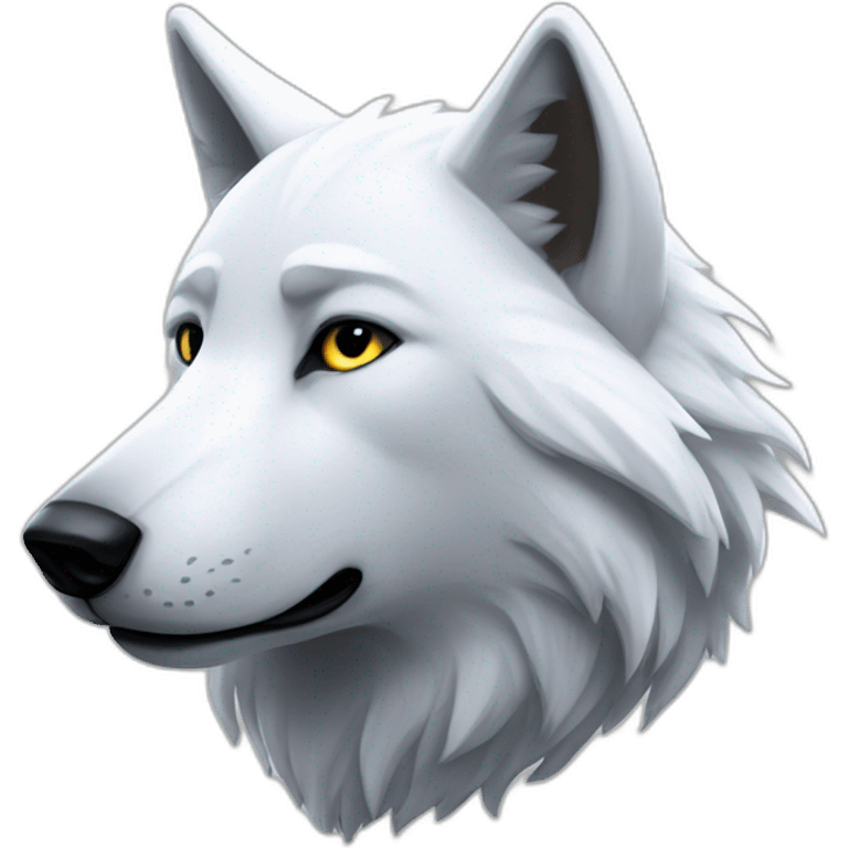 white wolf mówiący hello emoji