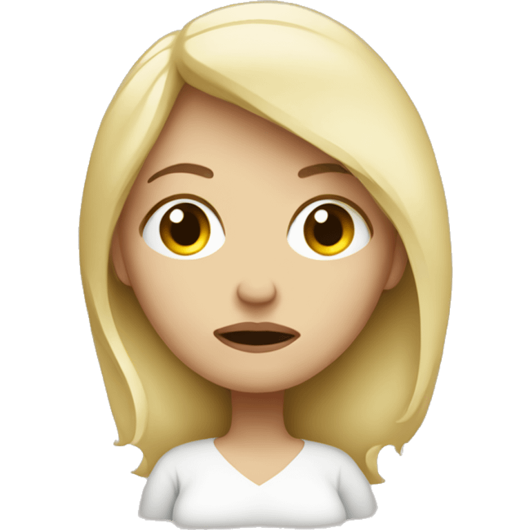 white blonde woman pregnant with sad face emoji