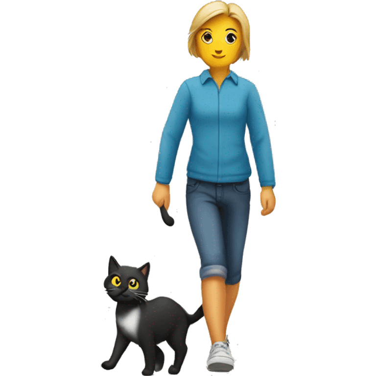 a cat walking its owner  emoji