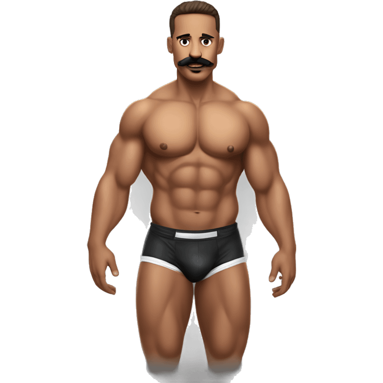 gay bodybuilder with mustache in jockstrap realistic emoji