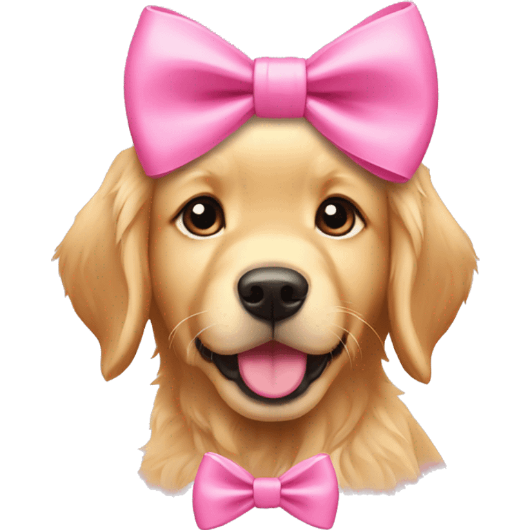 female golden retriever puppy with pink bows emoji