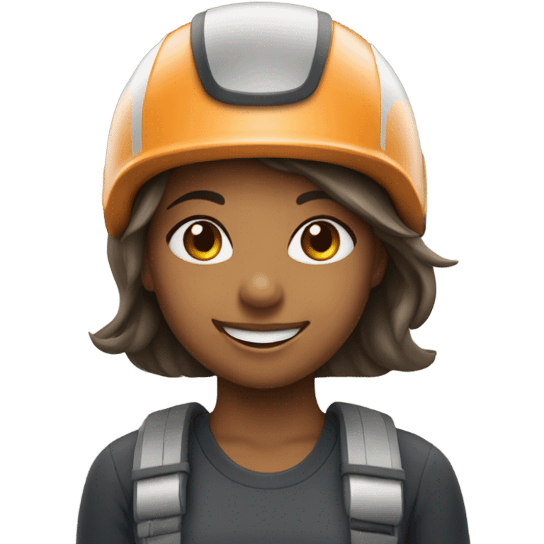 smiling girl in helmet outdoors emoji