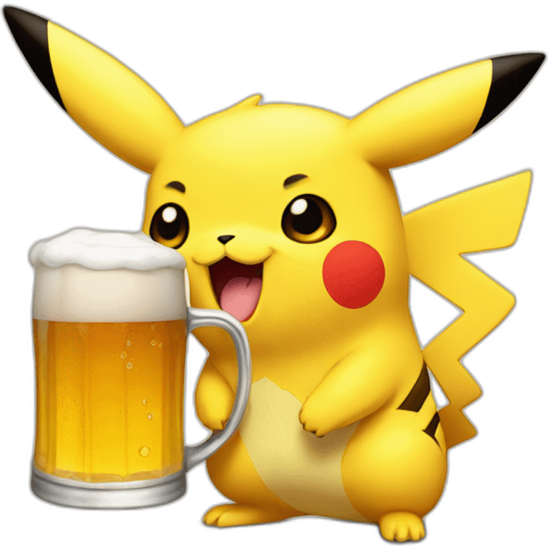 pikachu, who drinks a beer emoji